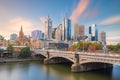 Melbourne city skyline at twilight in Australia Royalty Free Stock Photo