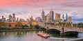 Melbourne city skyline at twilight in Australia Royalty Free Stock Photo