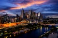 Melbourne city and yara river in Australia Royalty Free Stock Photo