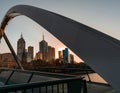 Melbourne cityscape framed by the Evan Walker Pedestrian