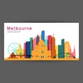 Melbourne colorful architecture vector illustration