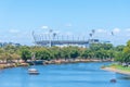 Melbourne cricket ground viewed behind Yarra river, Australia Royalty Free Stock Photo