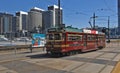 Melbourne Docklands with the City Circle Tram, this tram tracks tourists around Melbourne central Business district. Royalty Free Stock Photo