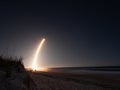 Melbourne, Flordia, USA, January 06, 2020: SpaceX launch of Falcon 9 - Starlink 2 rocket seen from the beach