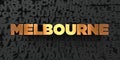 Melbourne - Gold text on black background - 3D rendered royalty free stock picture