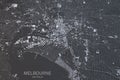 Melbourne map, satellite view, city, Australia