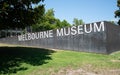 Melbourne Museum sign with name written on it in Melbourne Australia