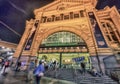 MELBOURNE - OCTOBER 2015: Flinders Street Station at night. The Royalty Free Stock Photo