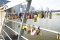 MELBOURNE - 29 October 2015: Melbourne`s major, the bridge over the Yarra river, Young took the key to put the promise in love