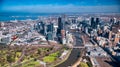 Melbourne panoramic skyline view from helicopter on a sunny day, Victoria - Australia Royalty Free Stock Photo