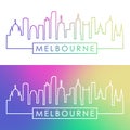 Melbourne skyline. Colorful linear style.