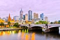 Melbourne skyline at dusk Royalty Free Stock Photo