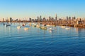 Melbourne skyline from St Kilda at sunset