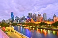 Melbourne skyline at twilight Royalty Free Stock Photo