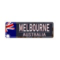 Melbourne to Victoria Australia tin rusty web sign Royalty Free Stock Photo
