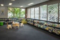 A children`s reading corner with many picture books in a local library.