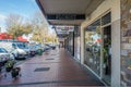 Melbourne, VIC/Australia-June 12th 2020: the pedestrian sidewalk along the shops at main commercial street in Werribee town centre