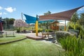 Melbourne, VIC/Australia-Sept 22nd 2020: outdoor play area with sun shade sails in a suburban kindergarten