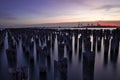 View of Princess pier with old wooden structures at sunset Royalty Free Stock Photo