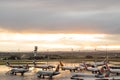 Melbourne, Victoria, Australia - July 3rd 2020: Melbourne Tullamarine airport with aeroplanes grounded on the tarmac.