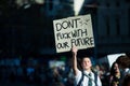 School child protesting against climate change in Melbourne Royalty Free Stock Photo