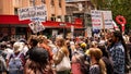 Melbourne, Victoria Australia - November 20 2021: Peaceful Protestors march holding up signs at Freedom March and Kill the Bill