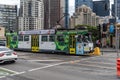 Trams are a major form of public transport in Melbourne. The network consists of 250 kilometres of double track, 493 trams, 24