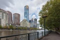Melbourne Yarra river Eureka Tower foot path Royalty Free Stock Photo