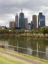 Melbourne Yarra River and skyscrapers Royalty Free Stock Photo