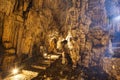 Melidoni cave with stalactites and stalagmites on the island of Crete,