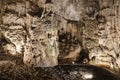 Melidoni cave with stalactites and stalagmites on the island of Crete,