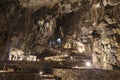 Melidoni cave with stalactites and stalagmites on the island of Crete Royalty Free Stock Photo