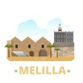 Melilla country design template Flat cartoon style Royalty Free Stock Photo