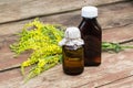 Melilotus officinalis and pharmaceutical bottles