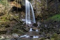 Melincourt waterfall. Tranquil high waterfall. Royalty Free Stock Photo