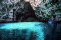 Melissani lake in a karst cave on the island of Kefalonia