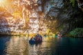 Melissani lake on Kefalonia island, Greece. Melissani Cave (Melissani Lake) near Sami village in Kefalonia island, Greece. Tourist