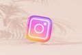 Melitopol`, Ukraine - May 26 2021: Instagram logo icon, photography social media app, beige background