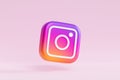 Melitopol, Ukraine - May 27 2021: Instagram logo icon, photography social media app, pink beige background, 3d render