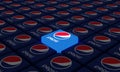 Melitopol, Ukraine - November 21, 2022: Pepsi logo icon isolated on shape of cubes. Pepsi is carbonated soft drink