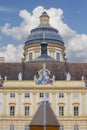 Melk Abbey on hill above town, facade of building on Prelate\'s courtyard, Melk, Austria