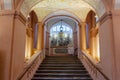 Melk, Austria - October 2021: Entrance staircase to Melk abbey interiors