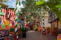 Mellieha, Malta, 30 december 2018 - Colorfull candy city for children in Popeye village movie set post office house entrance and