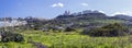 Mellieha village or small town with parish church on the top of the hill in Malta Royalty Free Stock Photo