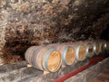 MELNIK, CZECH REPUBLIC. Wine casks in the cellar of the museum of winemaking