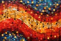 Melodic Mosaic: Witness melodies and rhythms come together like colorful tiles, forming a mosaic of musical bliss, in an abstract