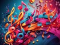 Melodic Symphony: Abstract Notes in Vivid Harmony Royalty Free Stock Photo