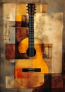 Melodic Vibrations: A Visual Symphony of Guitar, Abstract Shapes