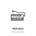 Melodica outline vector icon. Thin line black melodica icon, flat vector simple element illustration from editable music concept
