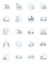 Melodious harmonic linear icons set. Melody, Harmony, Rhythm, Tune, Serenade, Melancholy, Euphonic line vector and